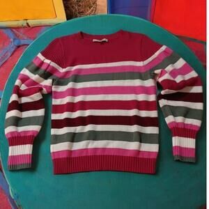 LOFT Pullover‎ Sweater Top Size MediumP Cotton Blend Colorful Stripes
